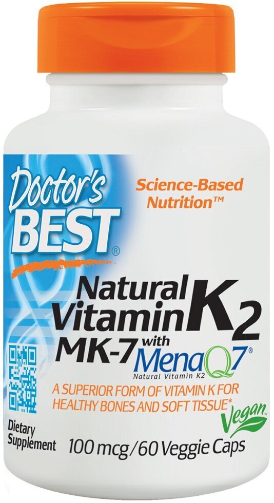 Natural Vitamin K2 MK7 with MenaQ7, 100mcg - 60 vcaps