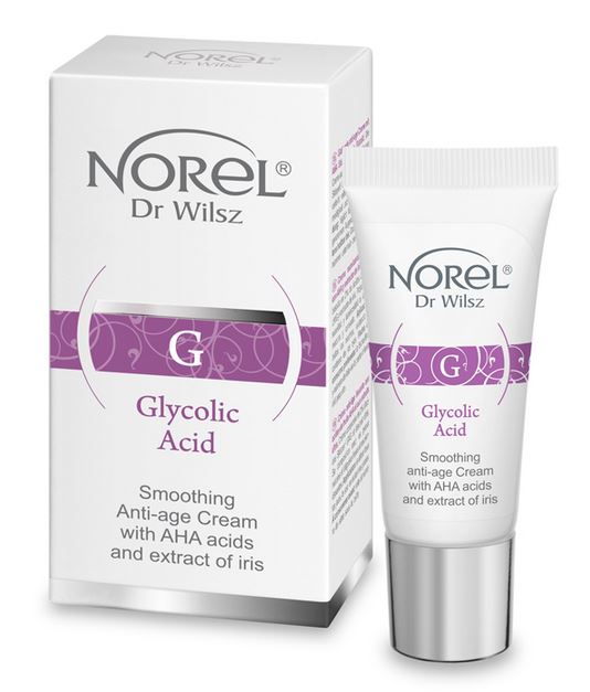 Norel Glycolic Acid Wygładzający Anti-Age Krem z Kwsami AHA i Ekstraktem z Irysa 15ml