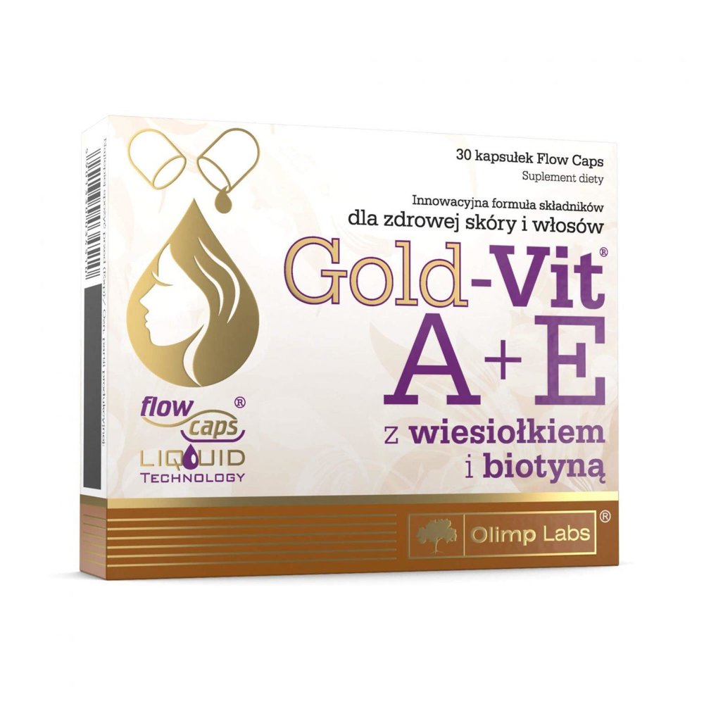 Olimp Gold-Vit A+E z Wiesiołkiem i Biotyną dla Zdrowej Skóry i Włosów 30 Kapsułek