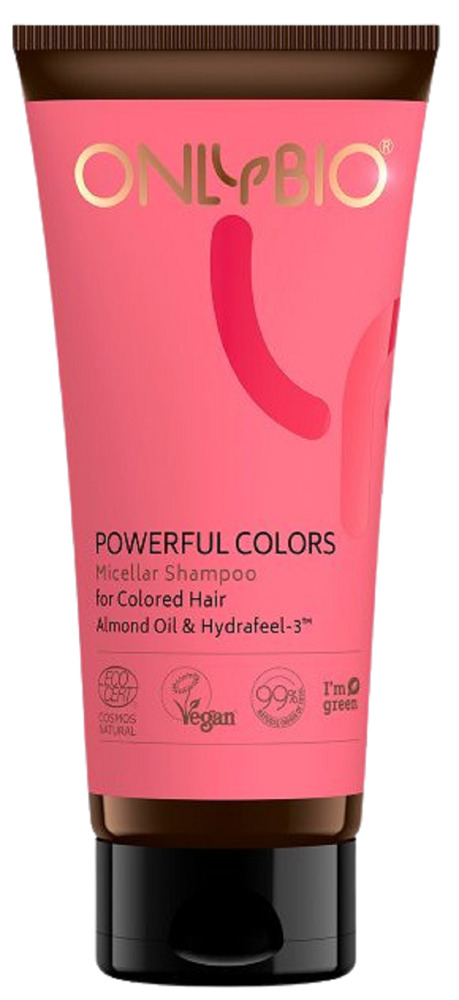 OnlyBio Powerful Colors Chroniący Kolor Micelarny Szampon z Olejkiem Migdałowym dla Włosów Farbowanych Suchych 200ml