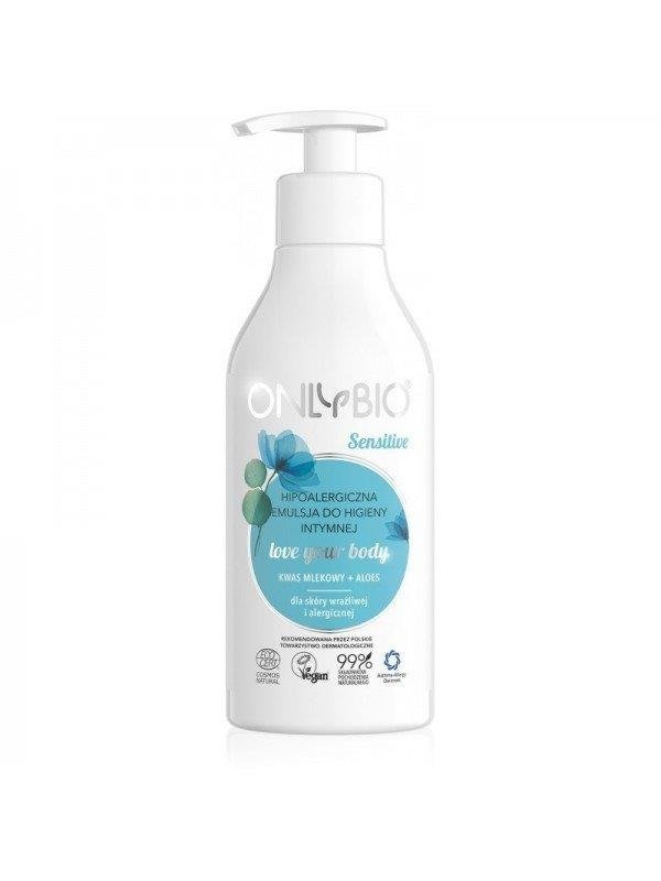 OnlyBio Sensitive Hipoalergiczna Emulsja do Higieny Intymnej z Kwasem Mlekowym i Aloesem 250ml