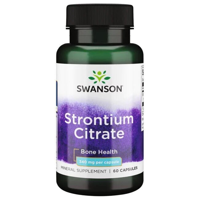 Swanson Strontium Citrate 340mg Wspiera Zdrowe Kości i Zęby 60 Kapsułek