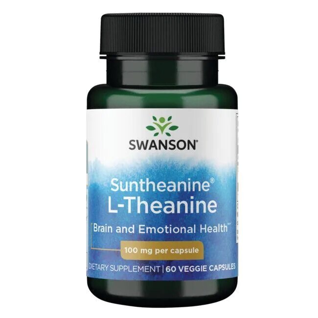 Swanson Suntheanine L-Theanine 100mg Wspomaga Koncentrację i Samopoczucie  60 Kapsułek