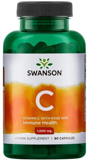 Swanson Vitamin C z Ekstraktem z Dzikiej Róży 1000mg 90 Kapsułek